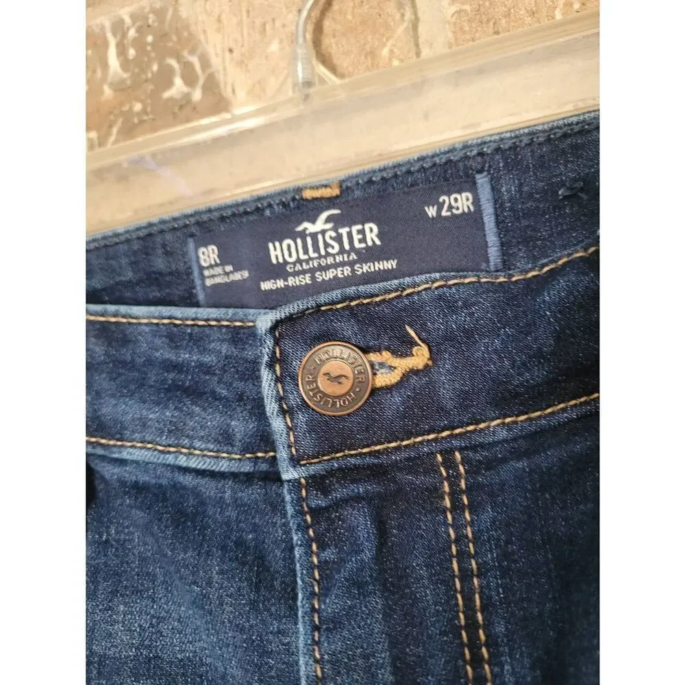 Hollister Hi-Rise Super Skinny Distressed Slanted Hem Jeans, Women's 8R/29